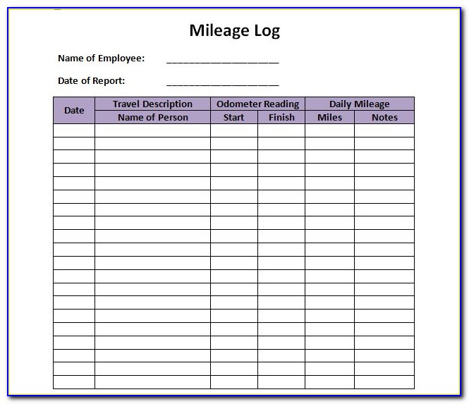 Mileage Log Forms Free