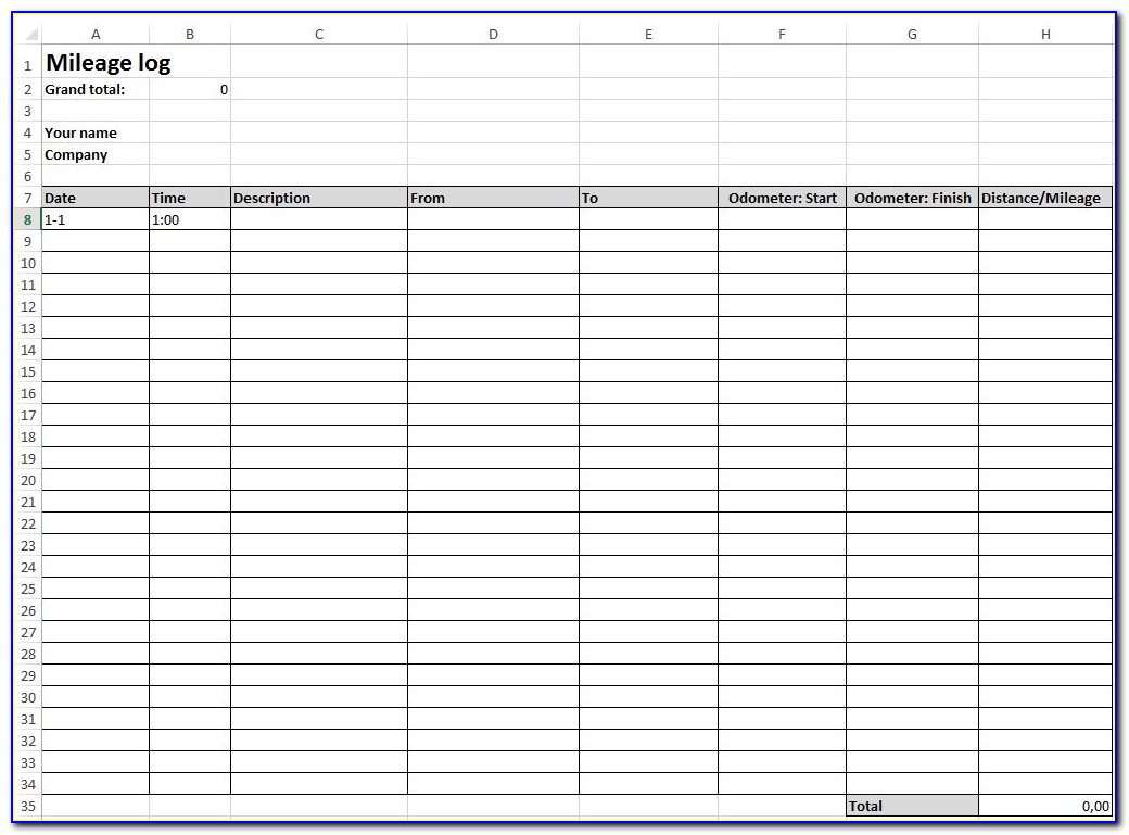 Mileage Log Template For Taxes