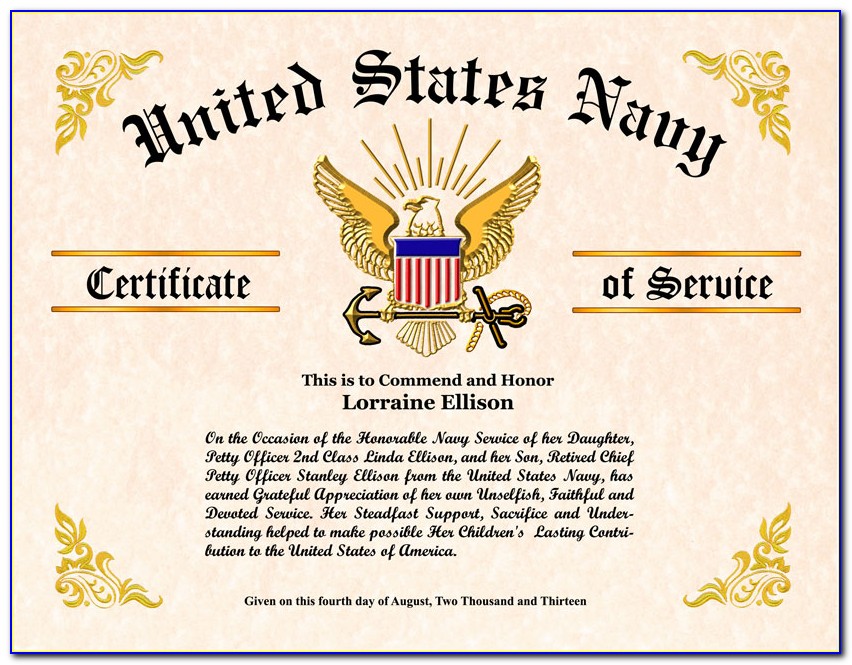 Military Child Certificate Of Appreciation Template Free