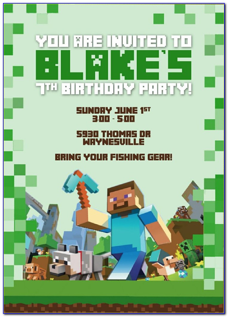 Minecraft Birthday Invitations Template Free