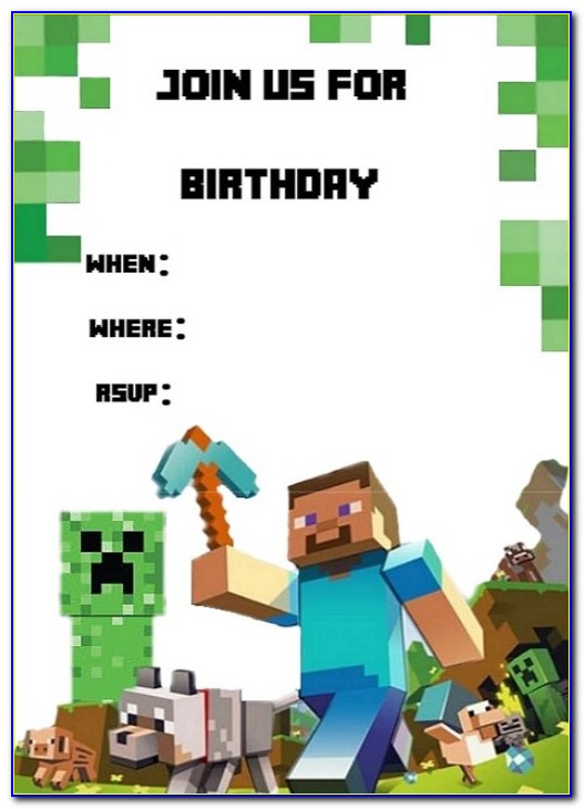 Minecraft Birthday Party Invitation Template