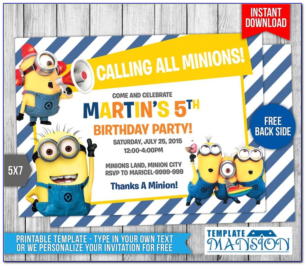 Minion Birthday Invitation Template Download