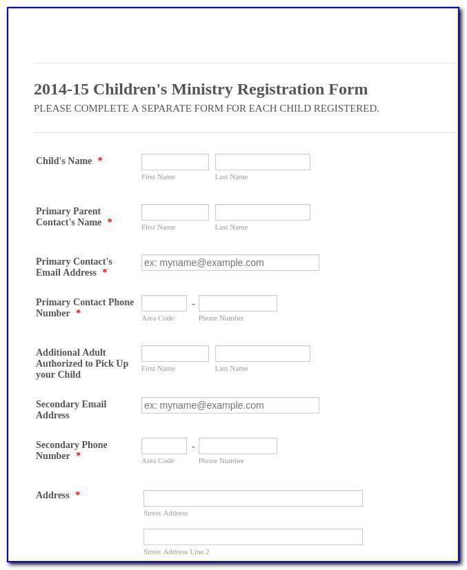 Ministry Registration Form Template