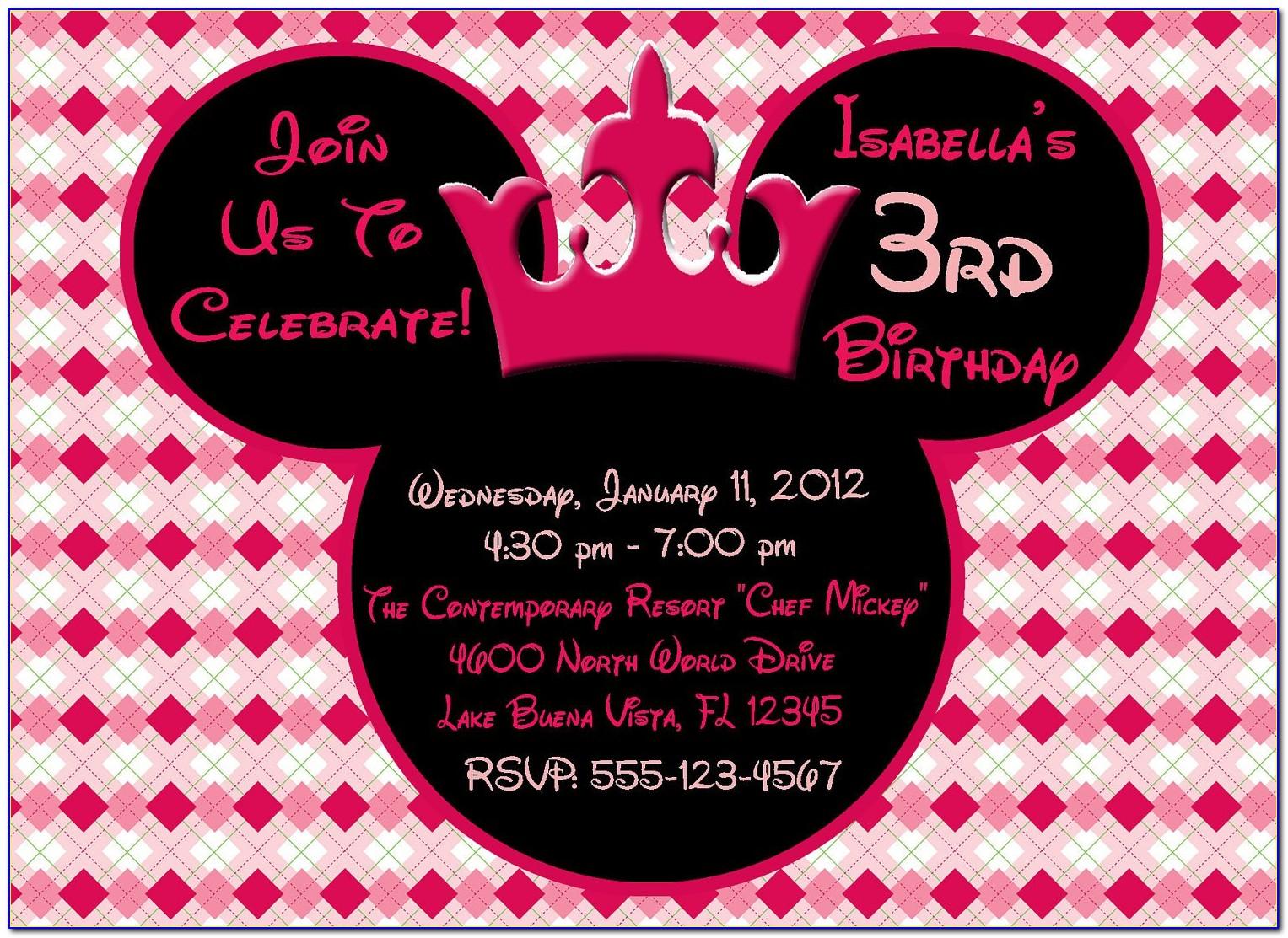 Minnie Mouse 4th Birthday Invitation Wording