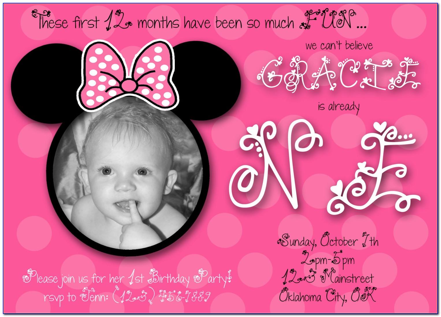 Minnie Mouse Birthday Party Invitation Template Free