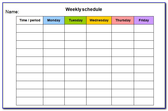 Monday Through Friday Planner Template