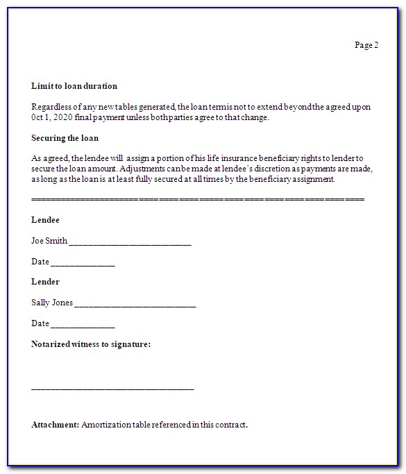 Money Loan Contract Template