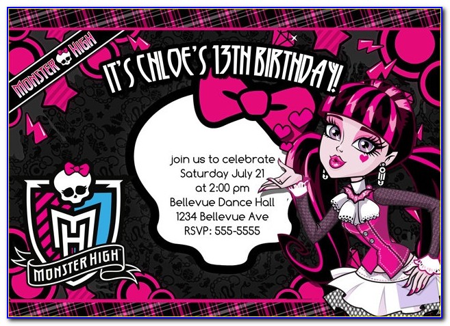 Monster High Birthday Invitation Templates Free