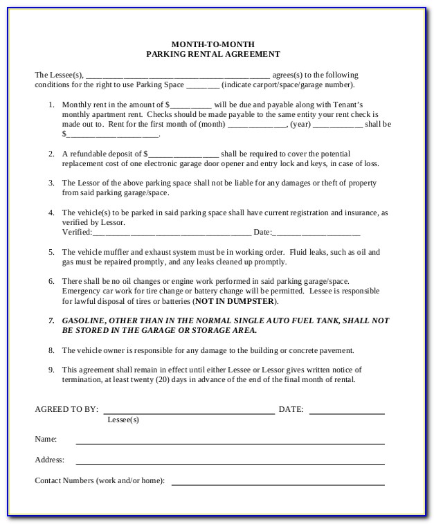Month To Month Lease Agreement Form Nj