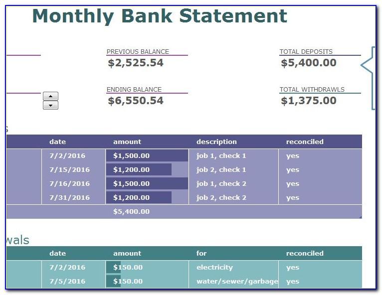 Monthly Bank Statement Template