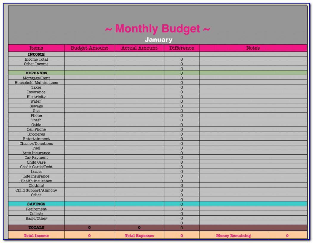 Monthly Budget Excel Template Free