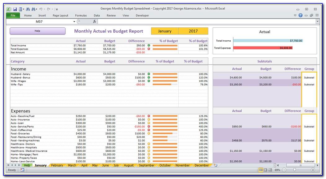 Monthly Budget Template Excel Free