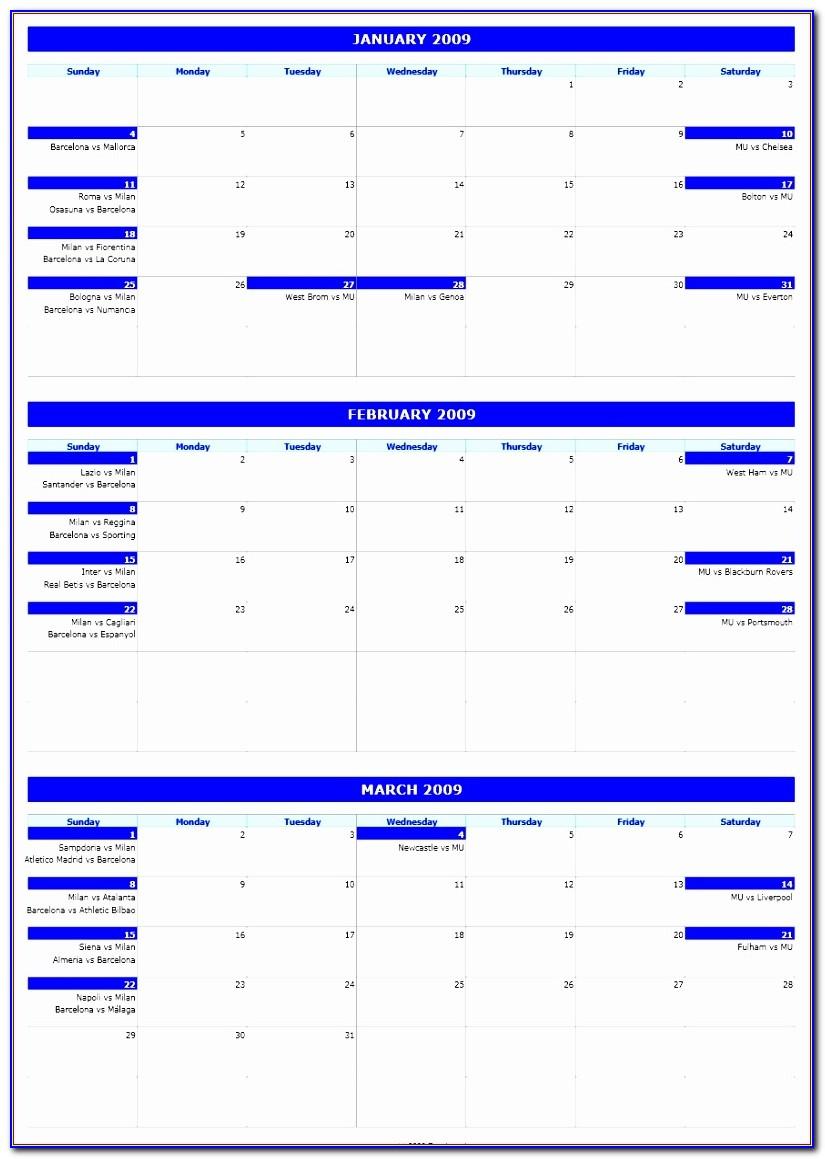 Monthly Calendar Excel Template 2019