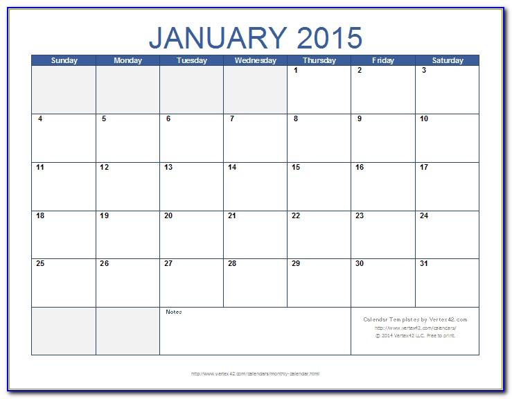 Monthly Calendar Schedule Template