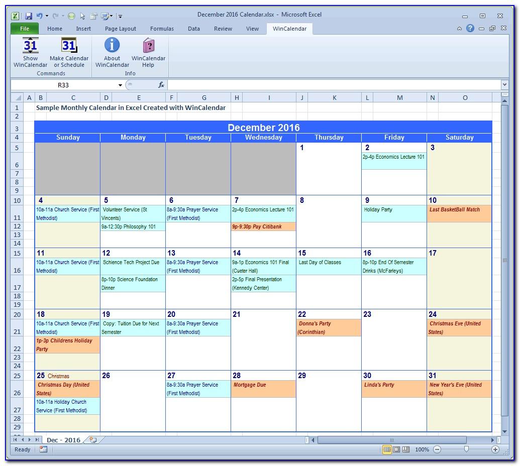 Monthly Calendar Timeline Template