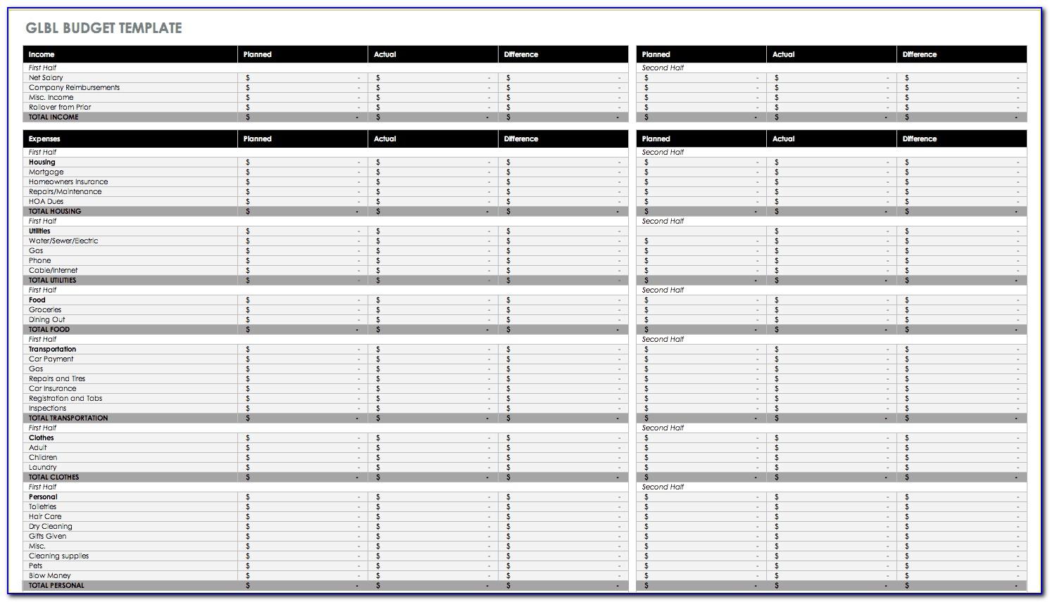 Monthly College Budget Excel Template