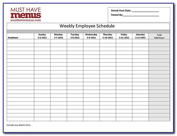 Monthly Employee Schedule Template Free