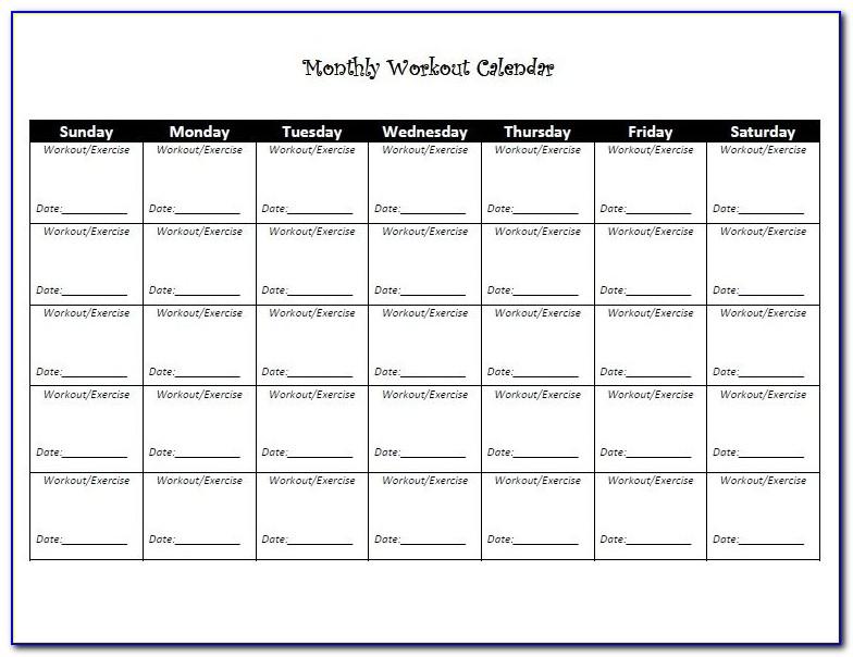 Monthly Exercise Planner Template