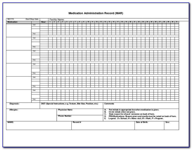 Monthly Medication Administration Record Template Excel