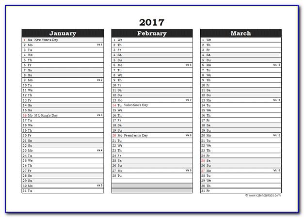 Monthly Planning Calendar Template Excel