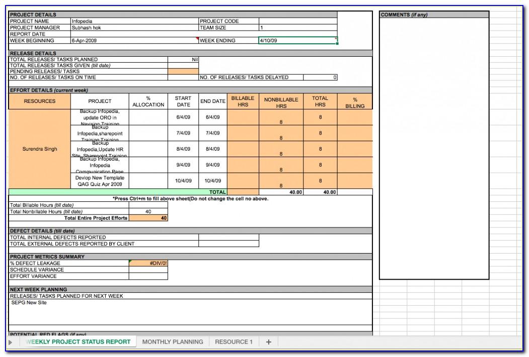 Monthly Report Template Excel