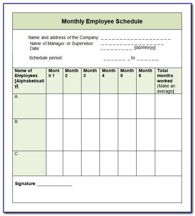 Monthly Staffing Schedule Template