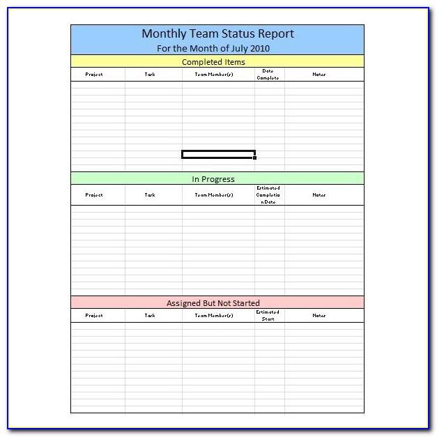 Monthly Status Report Template Excel