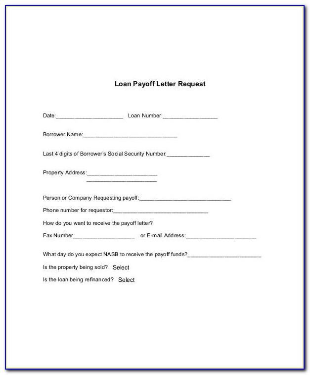 Mortgage Payoff Request Letter Template