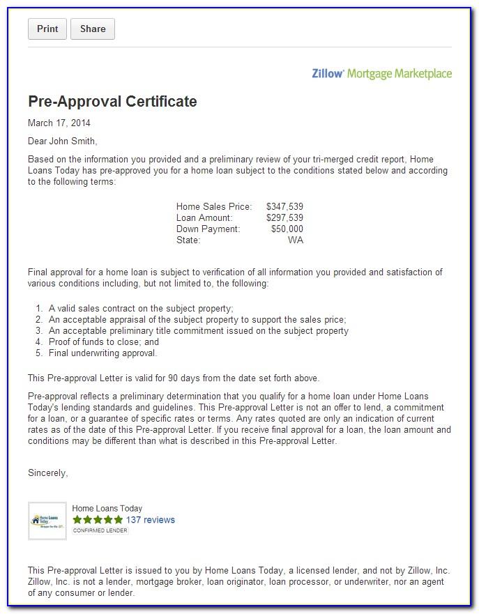 Mortgage Pre Approval Letter Sample
