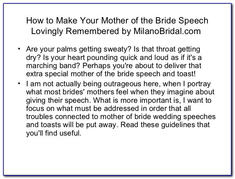 Mother Of The Bride Wedding Speech Examples
