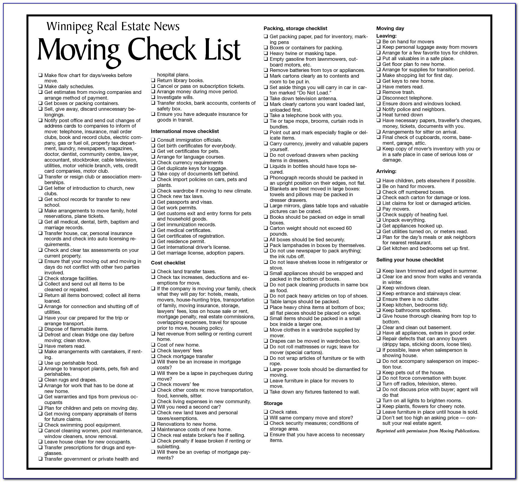 Moving House Checklist Template Uk