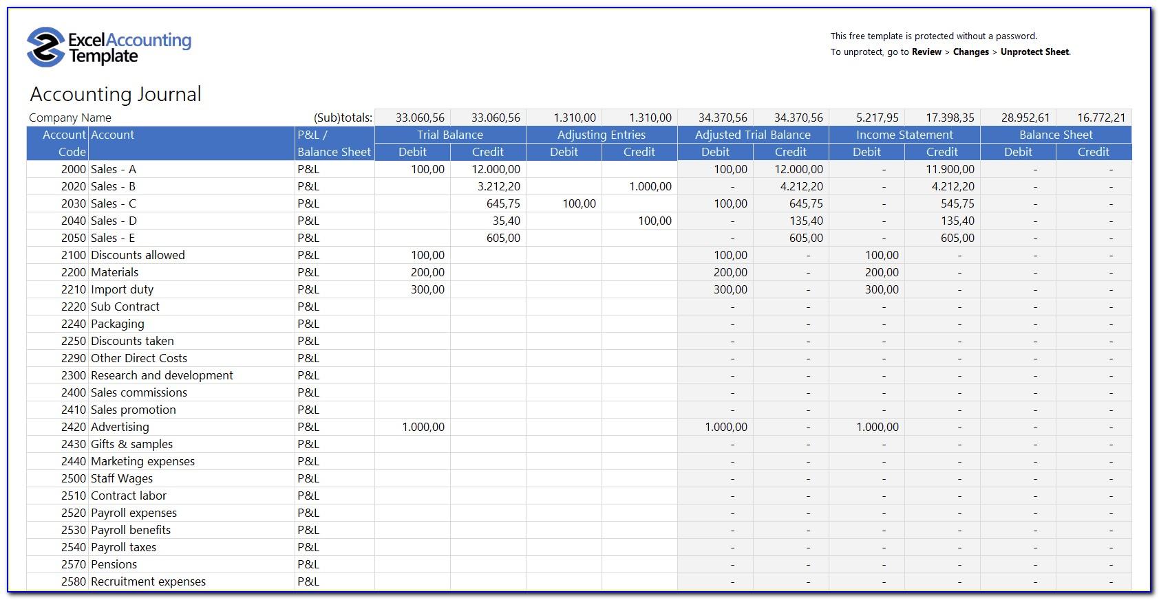 Does Excel Have A Ledger Template