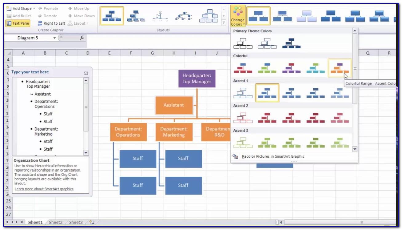 Ms Excel Organizational Chart Template