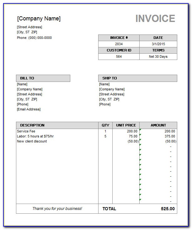 Ms Word Templates For Invoices