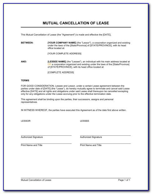 Mutual Lease Termination Agreement Sample