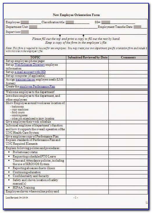 New Employee Orientation Forms