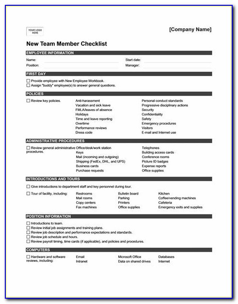 New Hire Form Template Canada