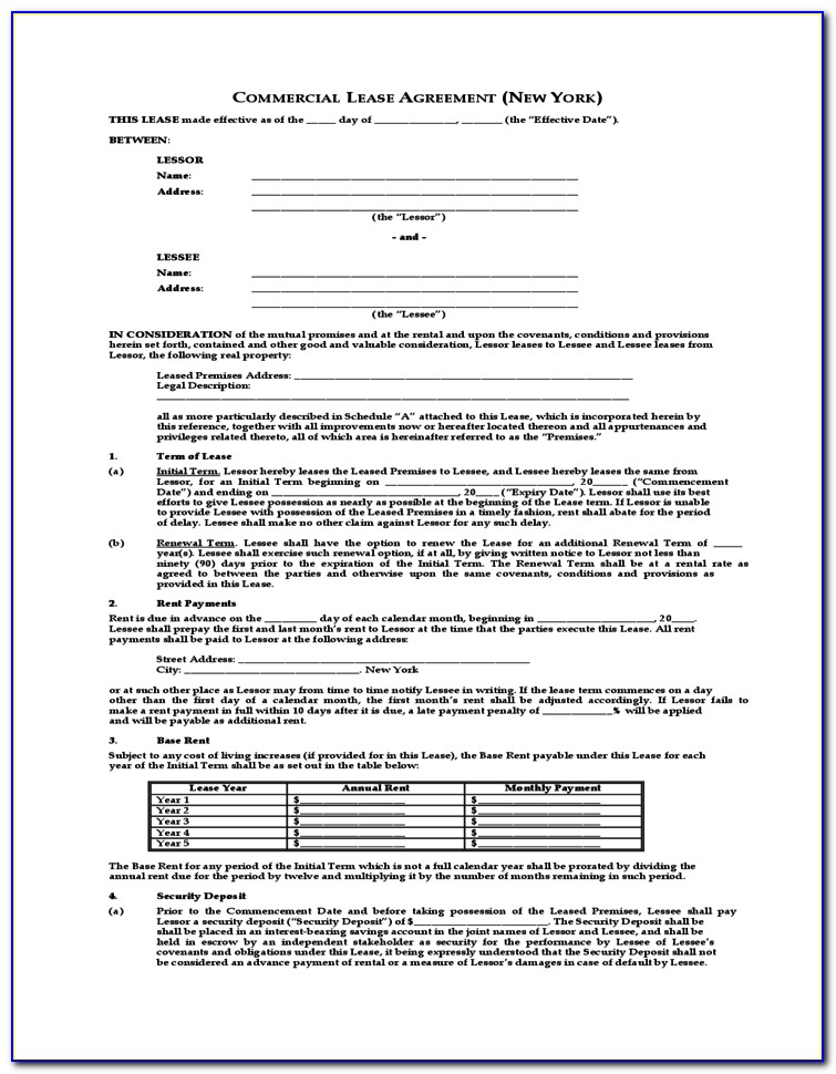 New York City Residential Lease Agreement Form