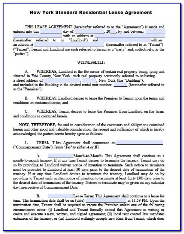 New York State Lease Agreement Form