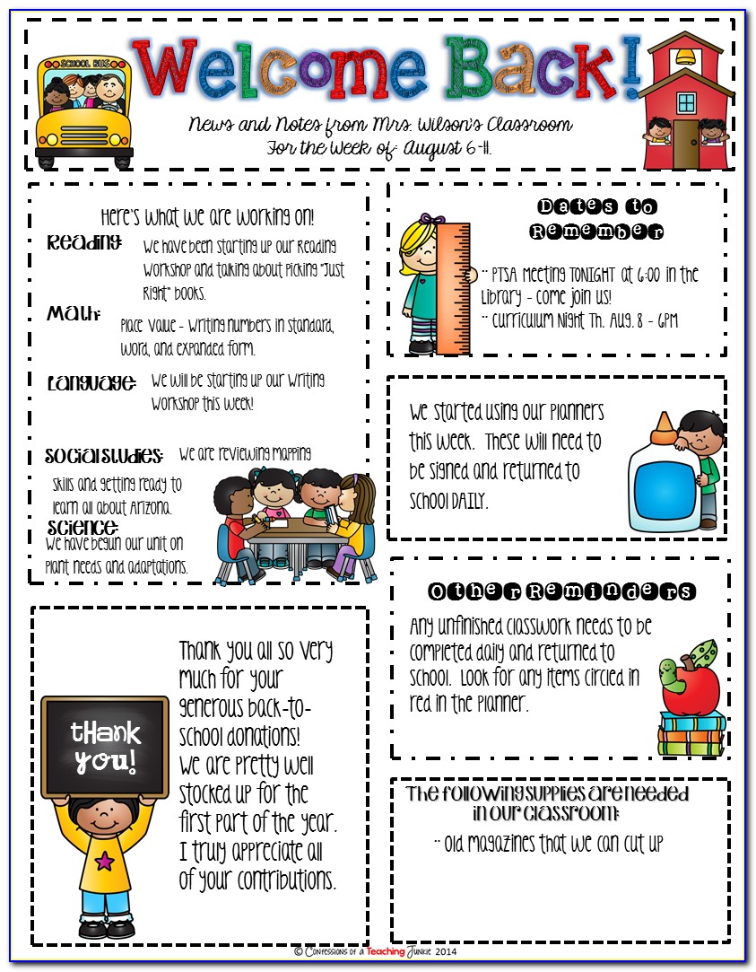 Newsletter Format For Preschool