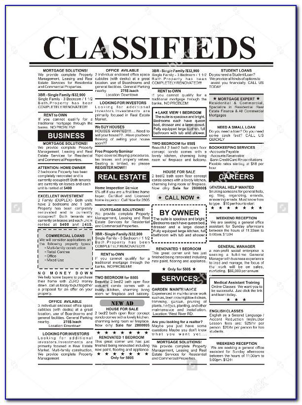 Newspaper Classified Ad Template