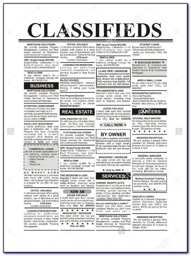 Newspaper Job Advertisement Template
