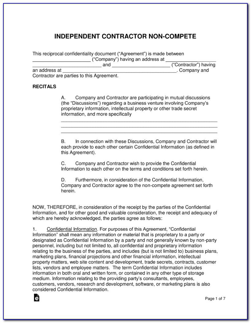 Non Compete Agreement Texas Form