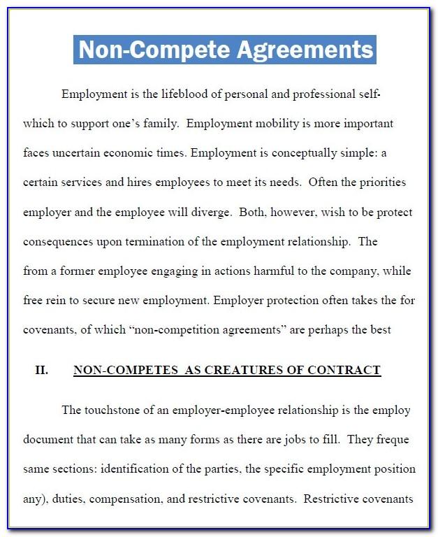 Non Compete Clause Example Employee