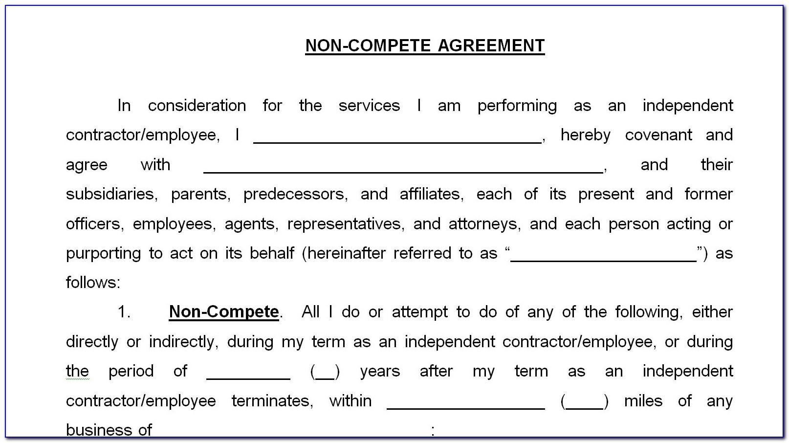 Non Competition Agreement Template