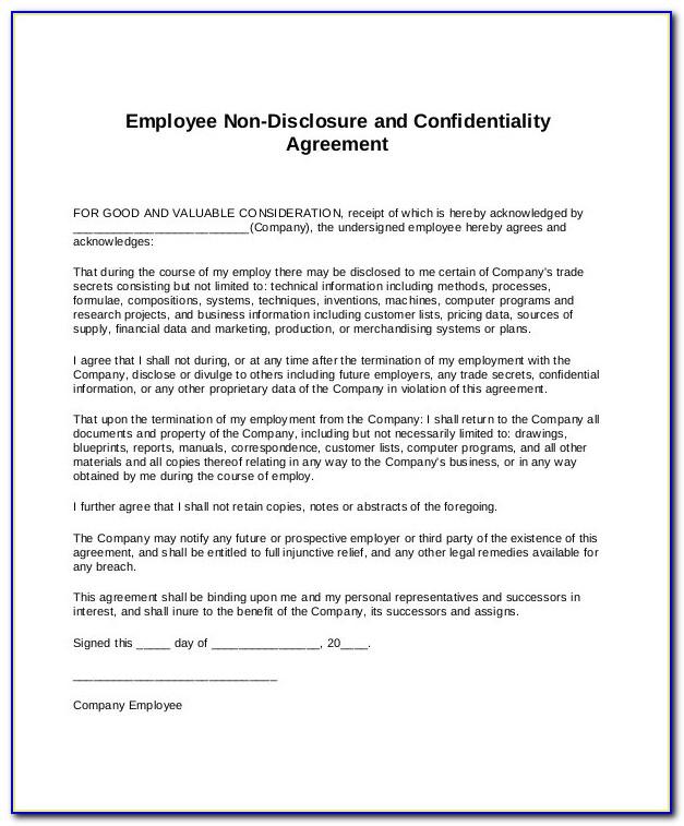 Non Disclosure Agreement Free Template Download