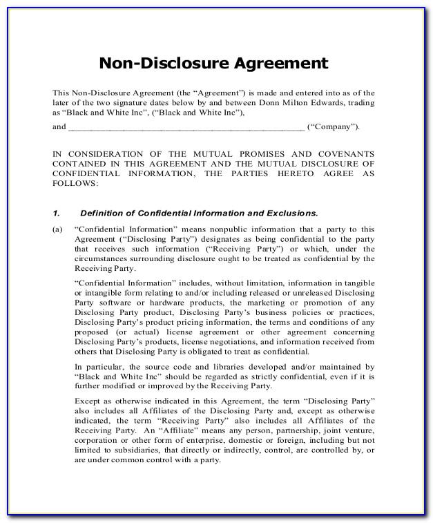 Non Disclosure Agreement Template For Research