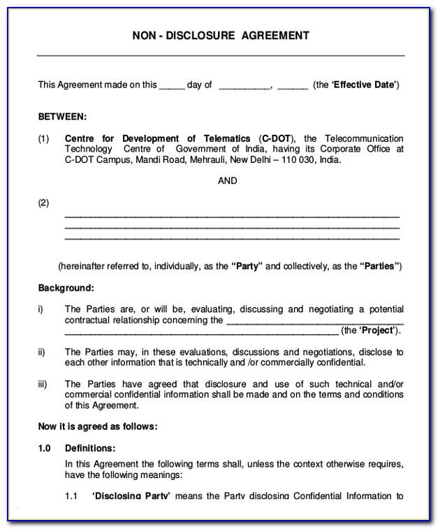 Non Disclosure Agreement Template Free Uk