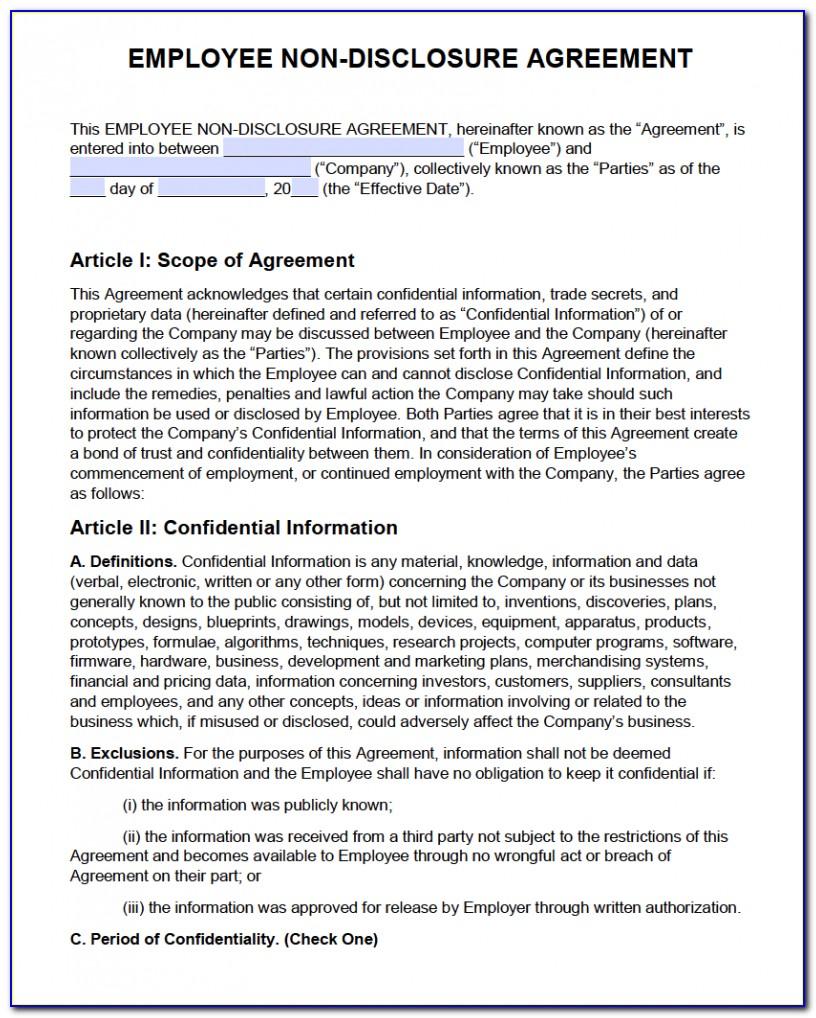 Non Disclosure Agreement Template Free