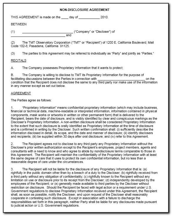 Non Disclosure Agreement Template Word India